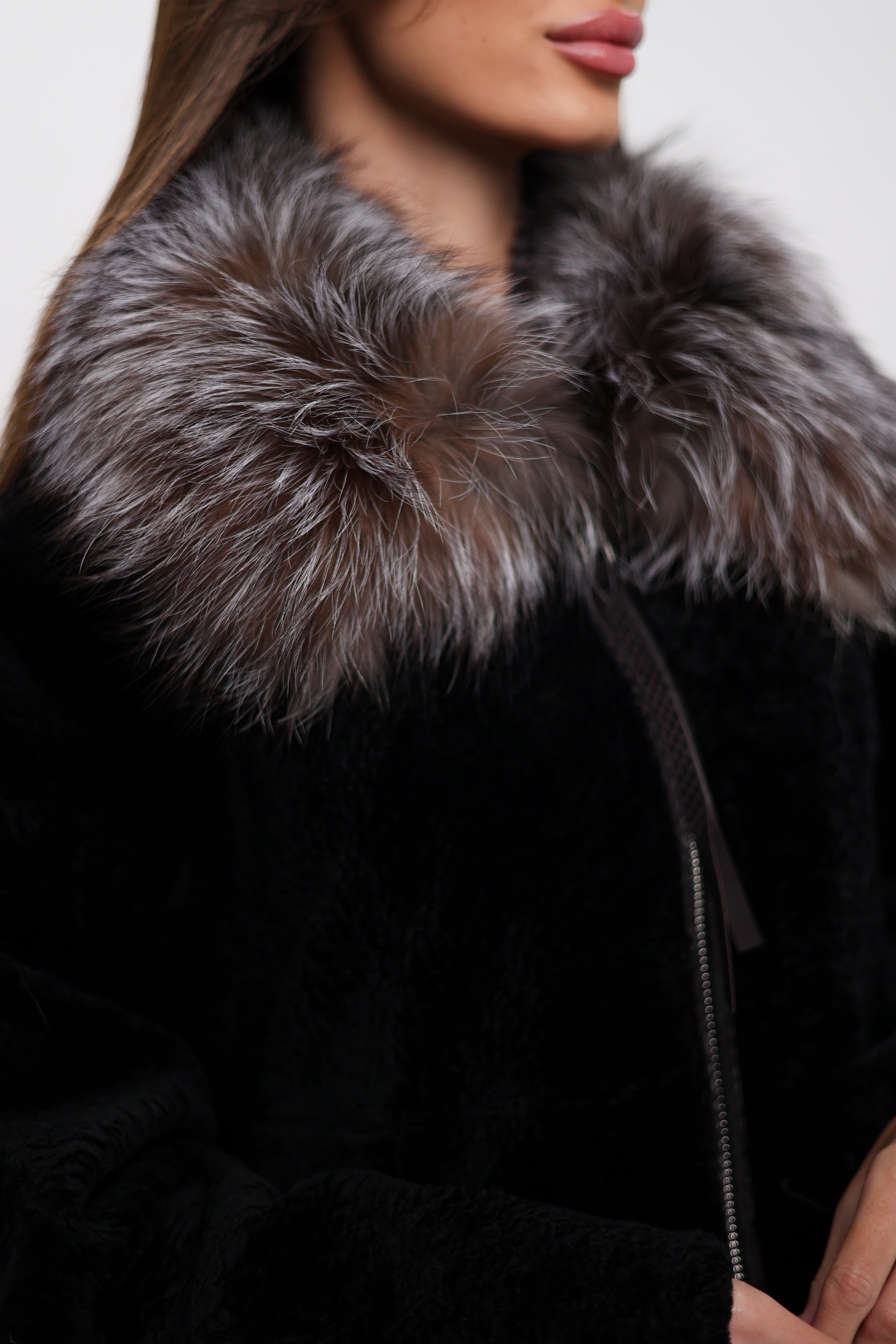 Palermo Genuine Astrakhan Silver Fox Trim Coat - Energize Trek