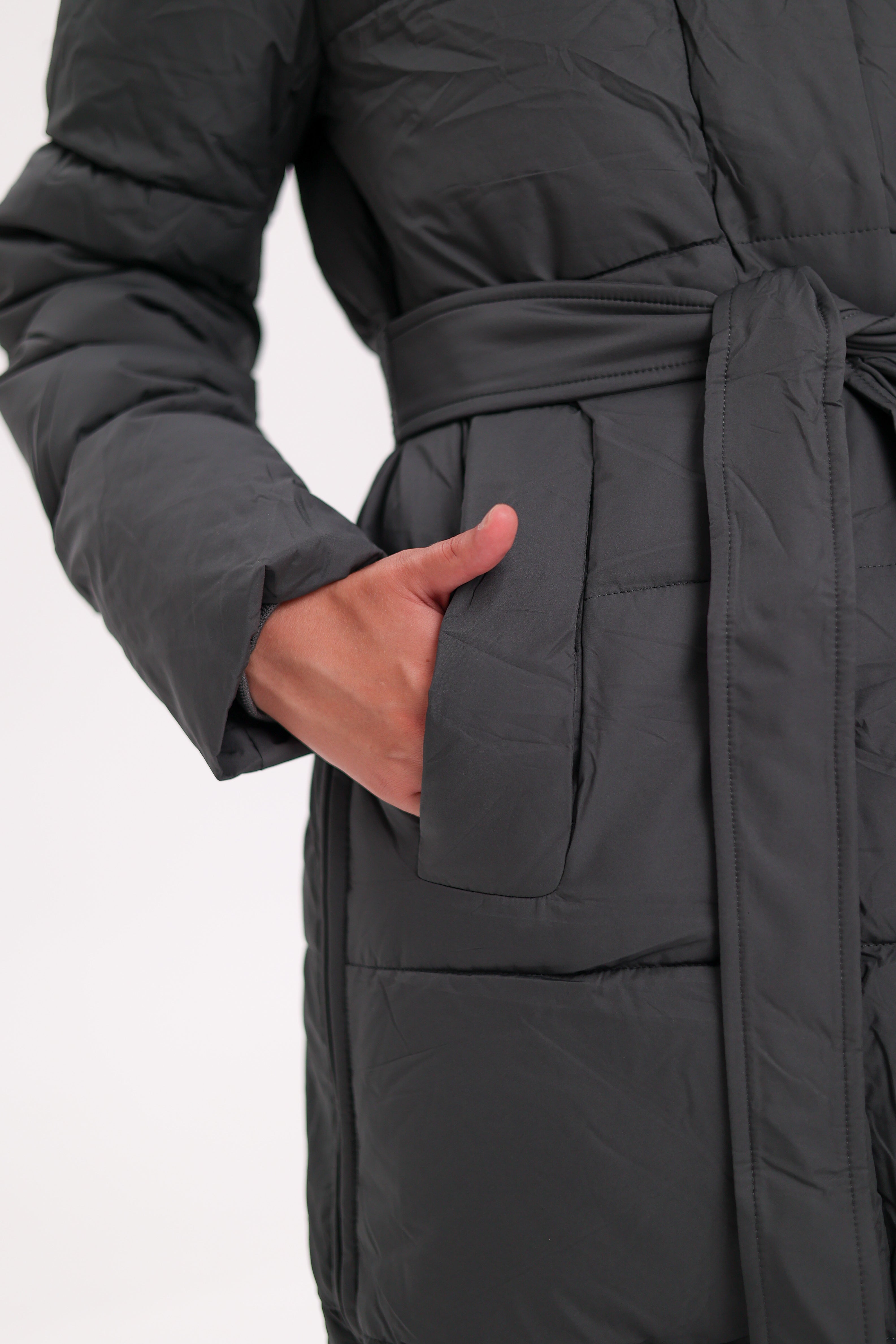 Genuine Silver Fox Belted Winter Insulated Coat - Energize Trek