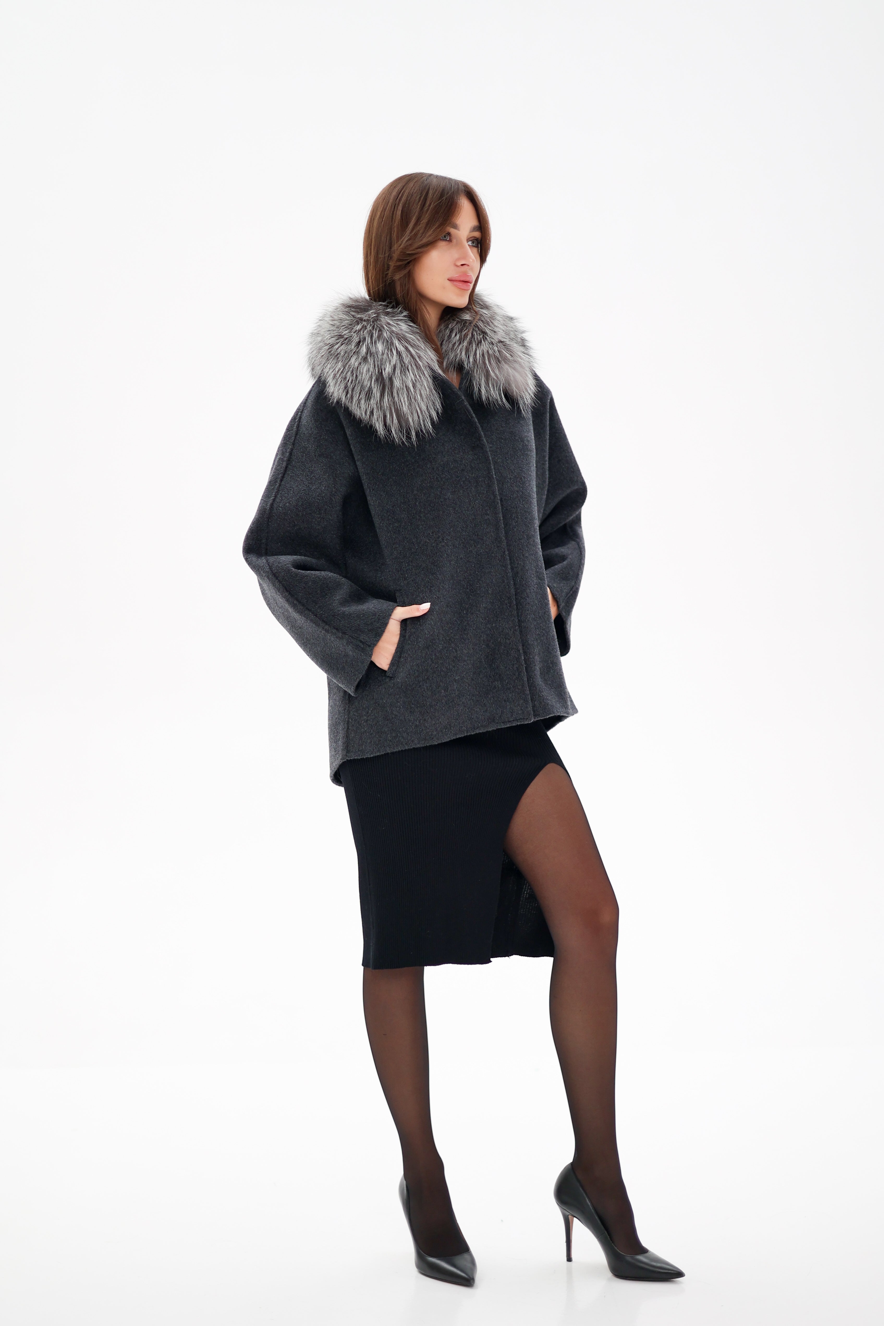 Genuine Silver Fox Fur Virgin Wool Coat - Energize Trek