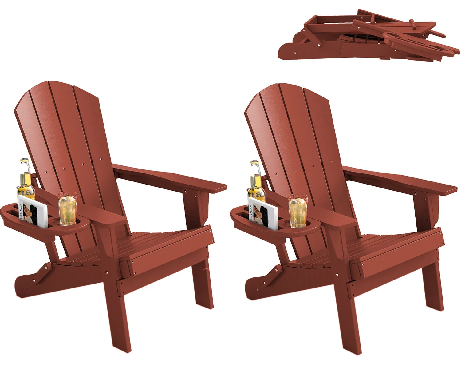 FOOWIN Folding Adirondack Chair With Cup Holder Outdoor - Energize Trek