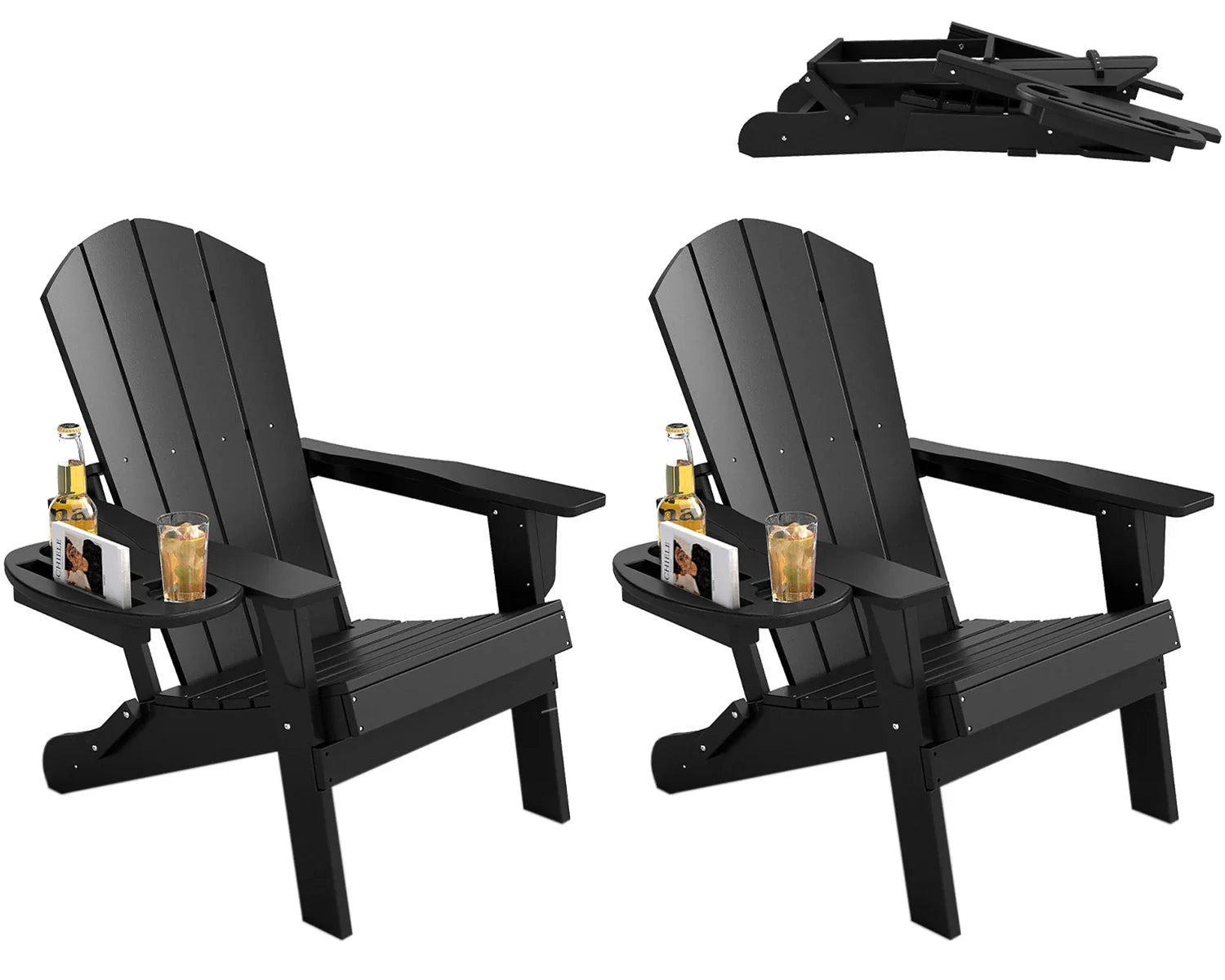 FOOWIN Folding Adirondack Chair With Cup Holder Outdoor - Energize Trek