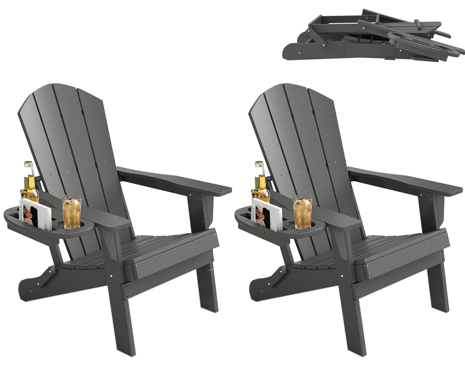 FOOWIN Folding Adirondack Chair With Cup Holder Outdoor - Energize Trek