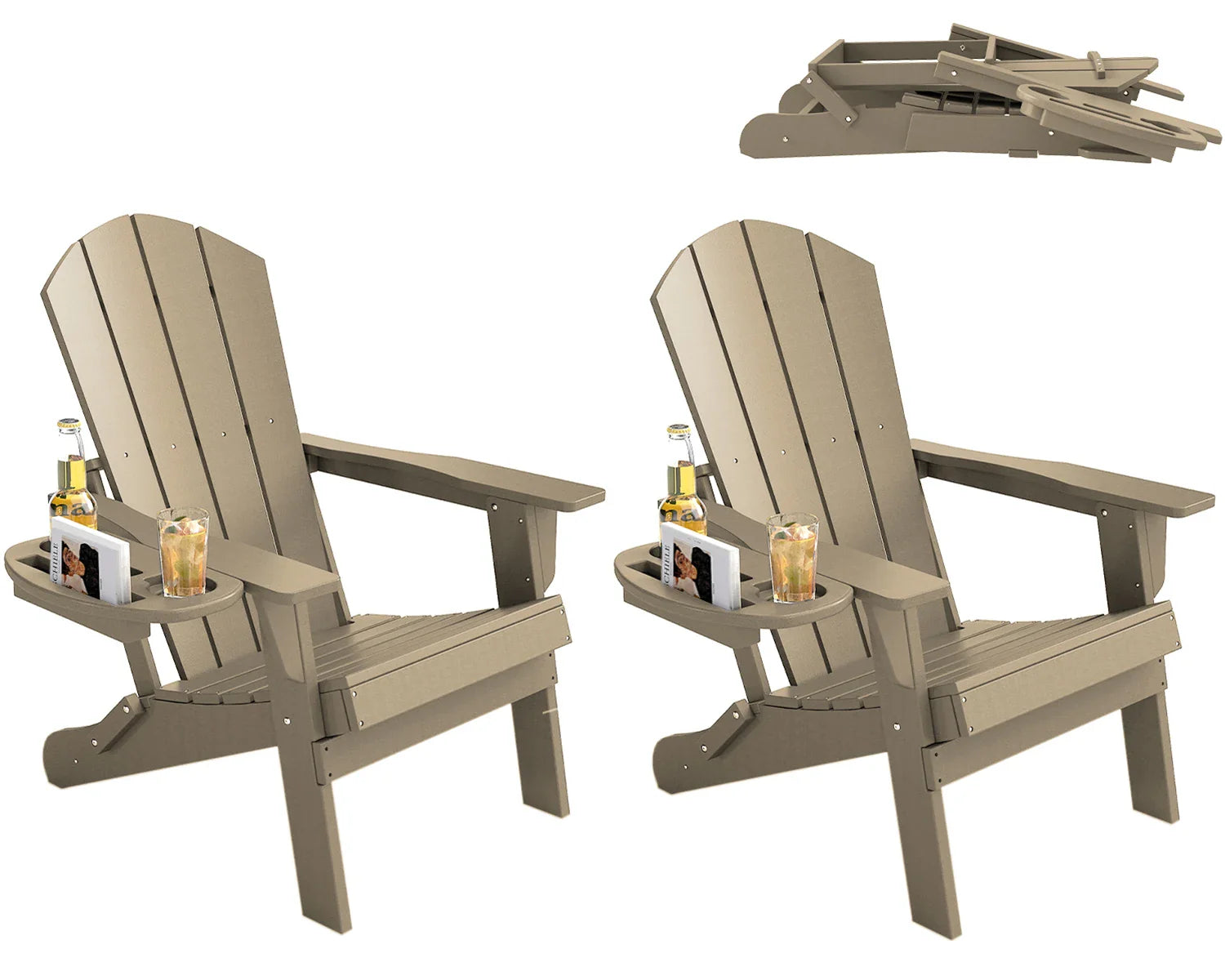 FOOWIN Folding Adirondack Chair With Cup Holder Outdoor - Energize Trek