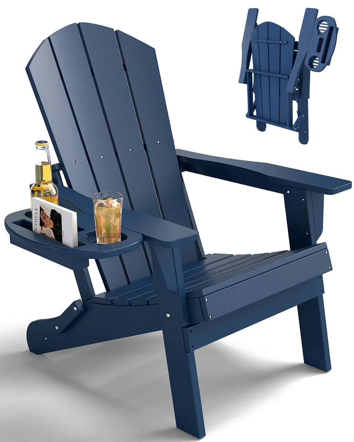 FOOWIN Folding Adirondack Chair With Cup Holder Outdoor - Energize Trek