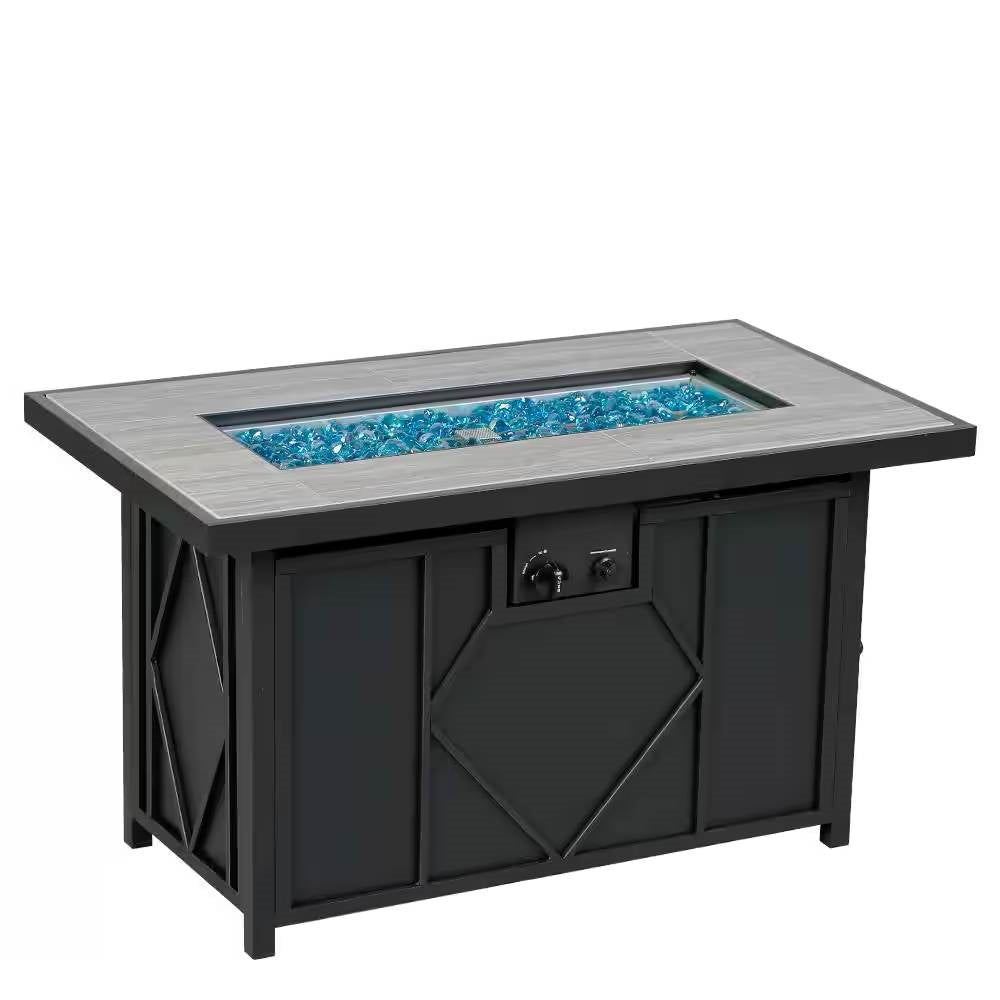 42-inch Outdoor Propane Gas Fire Pit Patio Table with Blue Fire Glass - Energize Trek