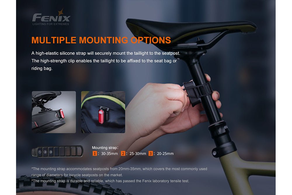 Fenix BC05R V2.0 Rechargeable Bicycle Tail Light - Energize Trek