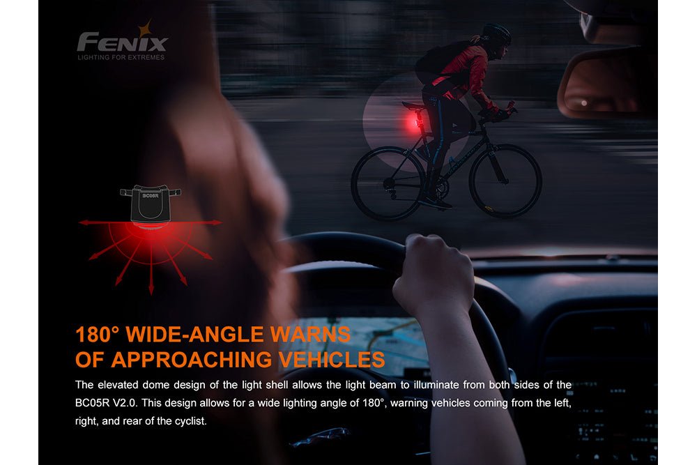 Fenix BC05R V2.0 Rechargeable Bicycle Tail Light - Energize Trek