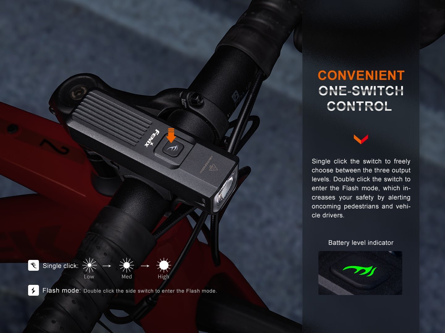 Fenix BC15R Lightweight Rechargeable Bicycle Light - Energize Trek