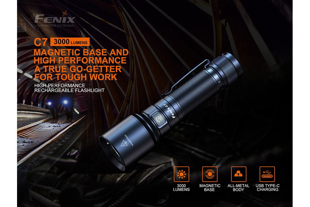 Fenix C7 High-performance Rechargeable LED Flashlight - 3000 Lumens - Energize Trek