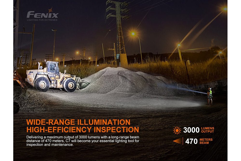 Fenix C7 High-performance Rechargeable LED Flashlight - 3000 Lumens - Energize Trek