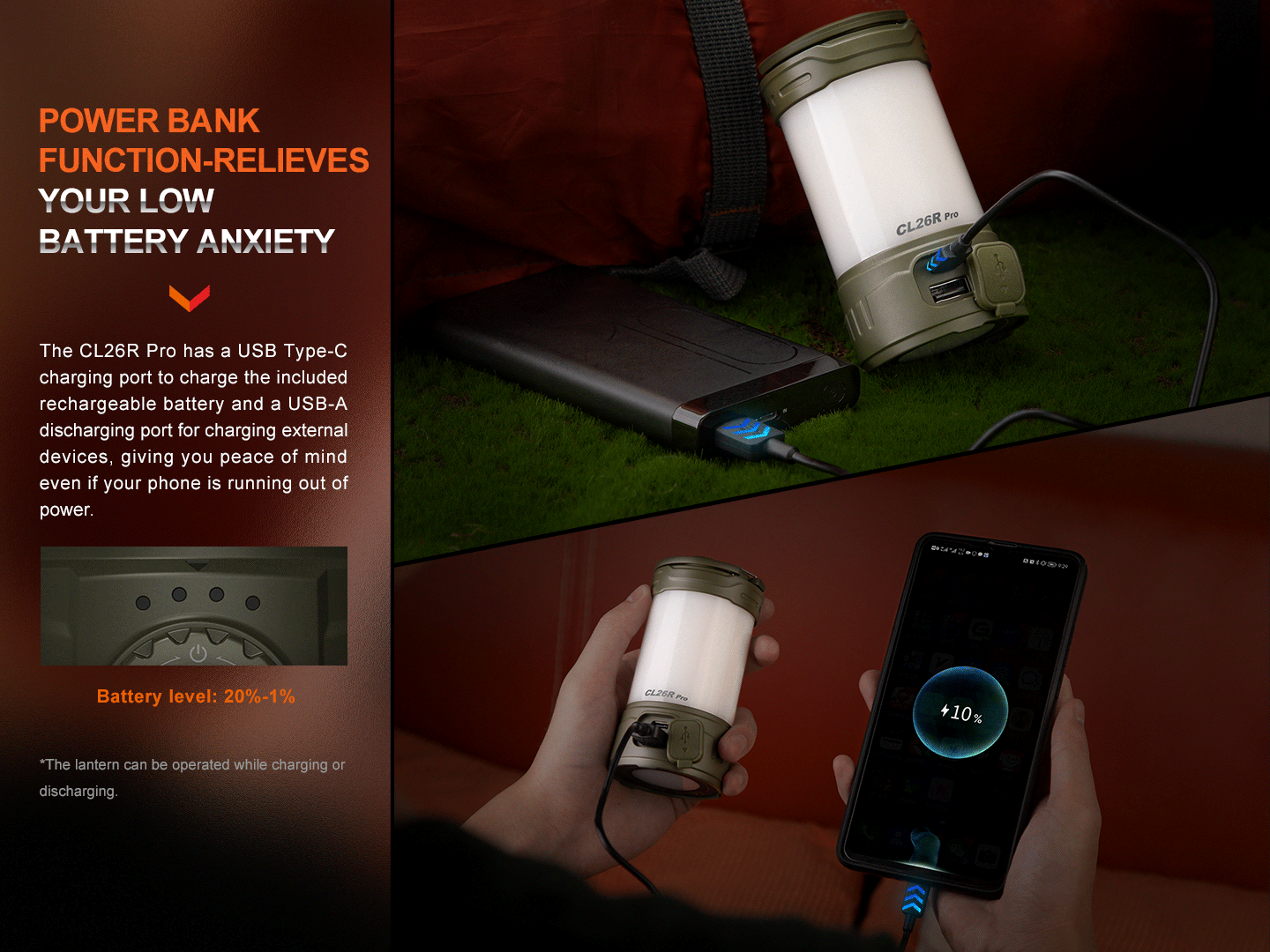 Fenix CL26R PRO High Performance LED Rechargeable Camping Lantern - Energize Trek