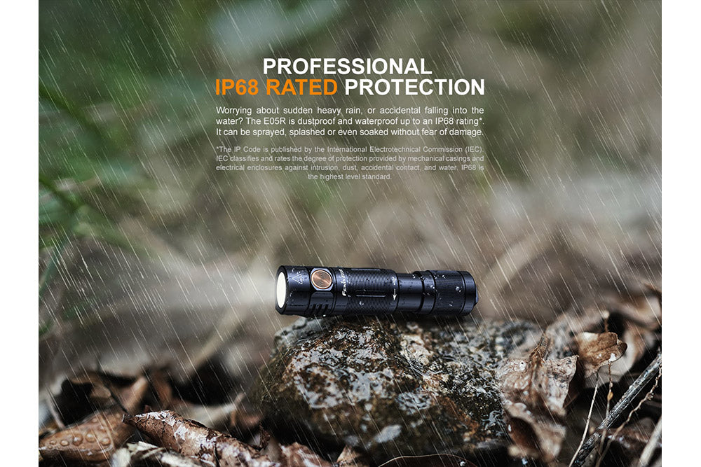 Fenix E05R Mini Keychain LED Flashlight - 400 Lumens - Energize Trek