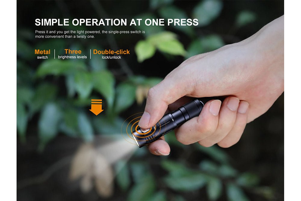 Fenix E05R Mini Keychain LED Flashlight - 400 Lumens - Energize Trek