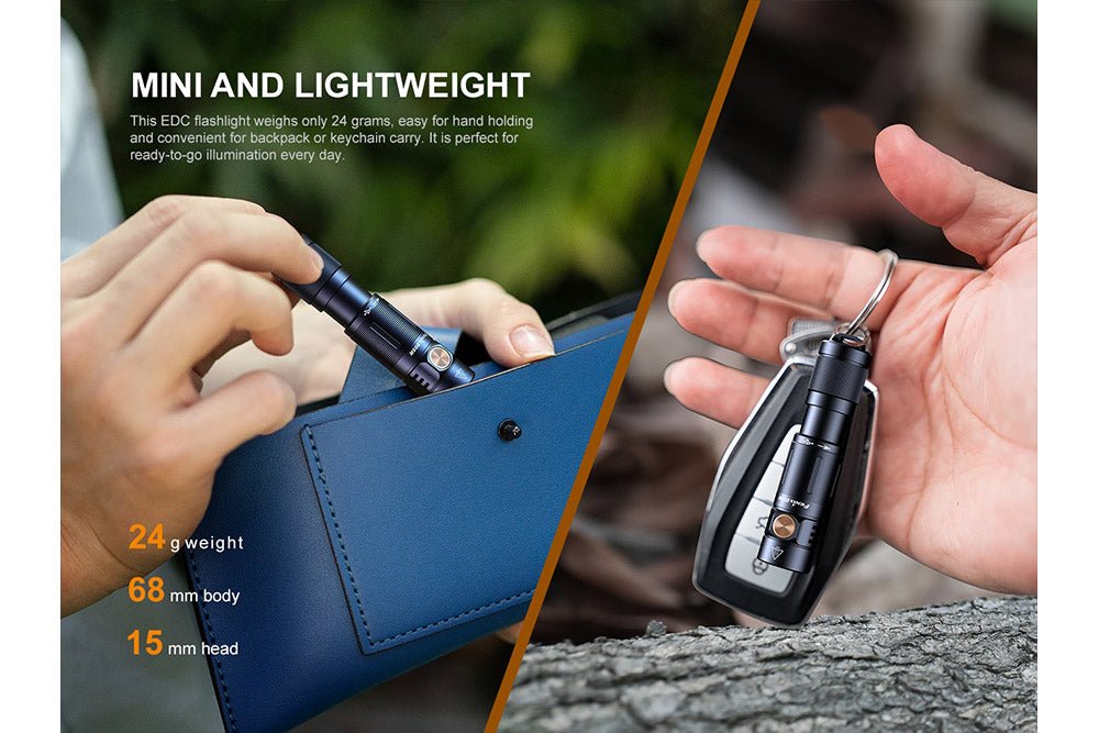 Fenix E05R Mini Keychain LED Flashlight - 400 Lumens - Energize Trek