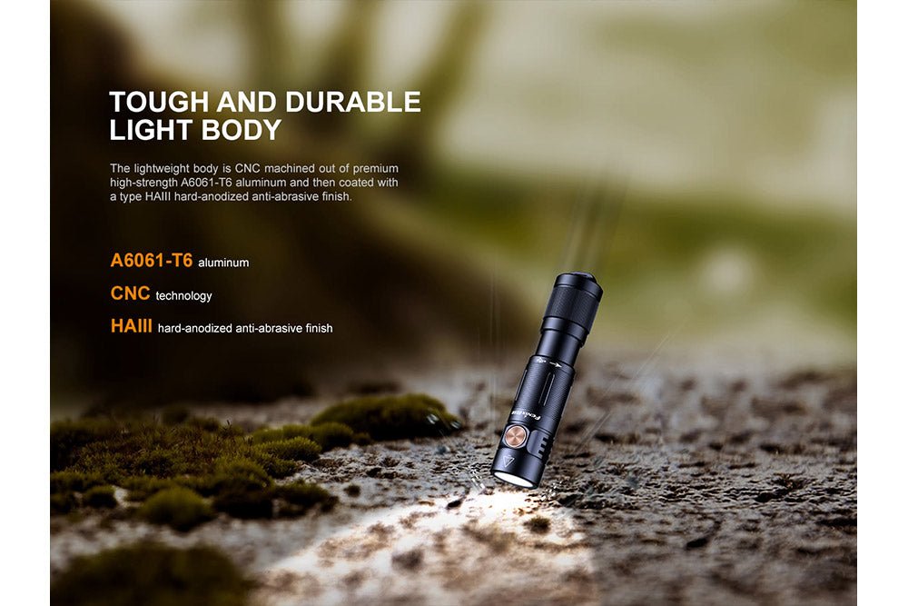 Fenix E05R Mini Keychain LED Flashlight - 400 Lumens - Energize Trek