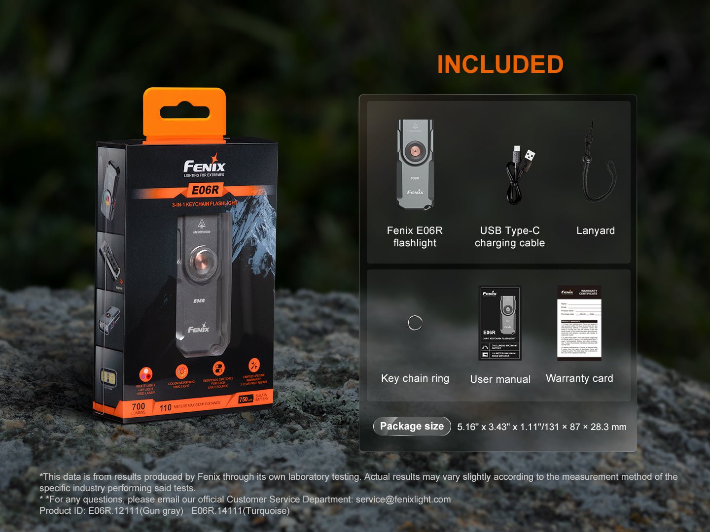 Fenix E06R Keychain Light with White, UV, and Red Laser Lights - Energize Trek
