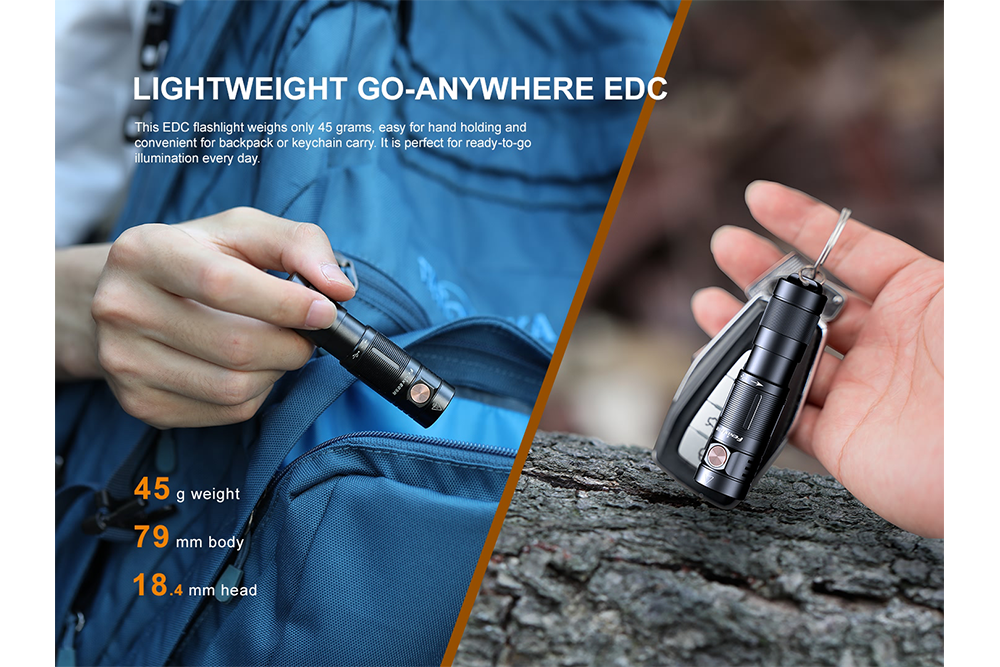 Fenix E09R Rechargeable High-Output Flashlight - 600 Lumens - Energize Trek
