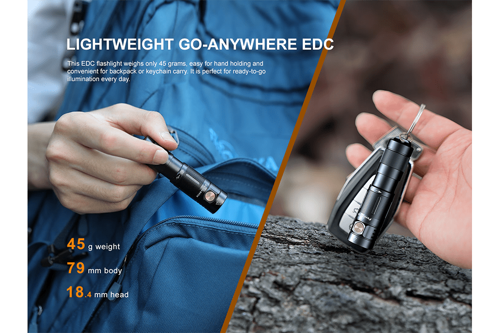 Fenix E09R Rechargeable High-Output Flashlight - 600 Lumens - Energize Trek