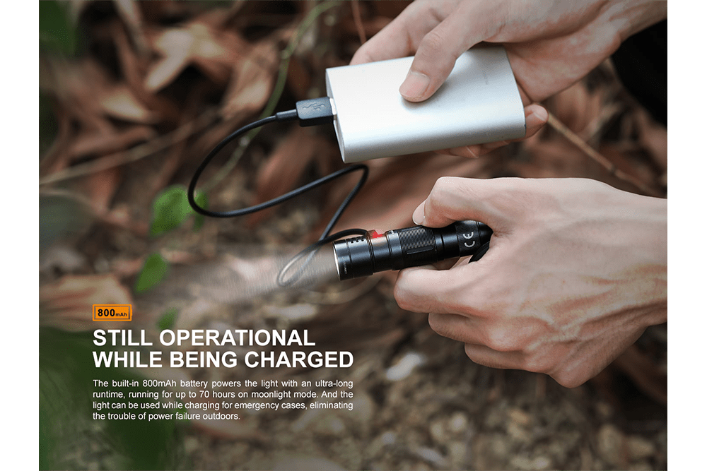 Fenix E09R Rechargeable High-Output Flashlight - 600 Lumens - Energize Trek