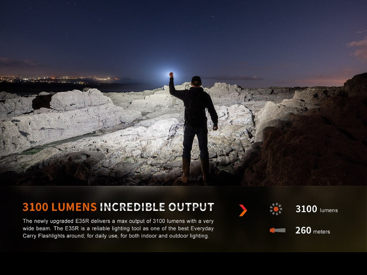 Fenix E35R High-Performance Rechargeable LED Flashlight - Energize Trek