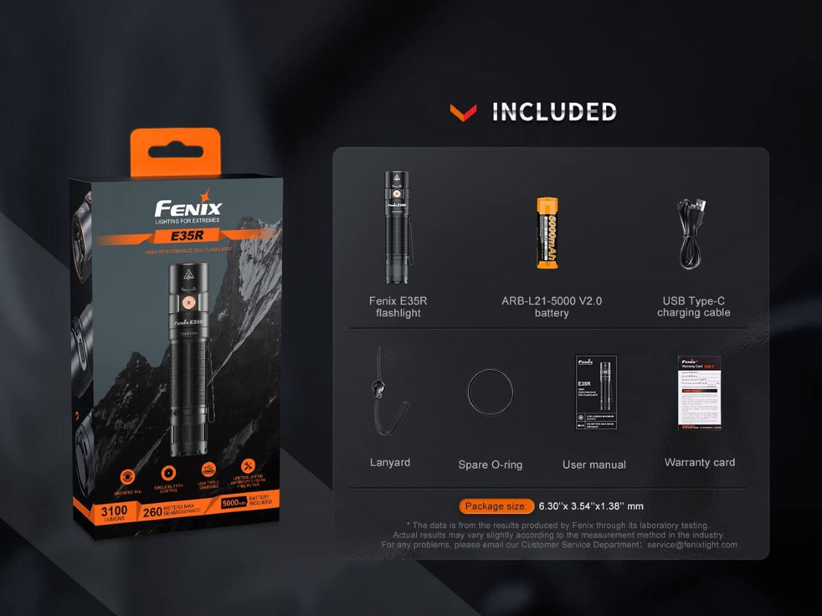 Fenix E35R High-Performance Rechargeable LED Flashlight - Energize Trek