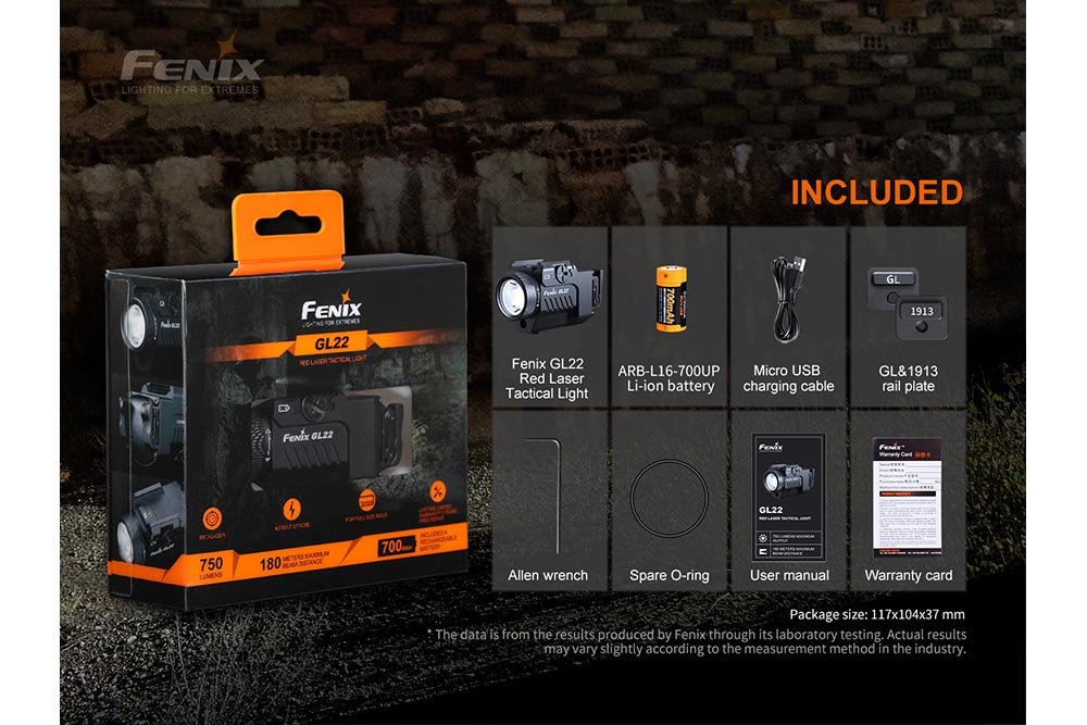 Fenix GL22 Tactical LED Light with Red Laser - Energize Trek