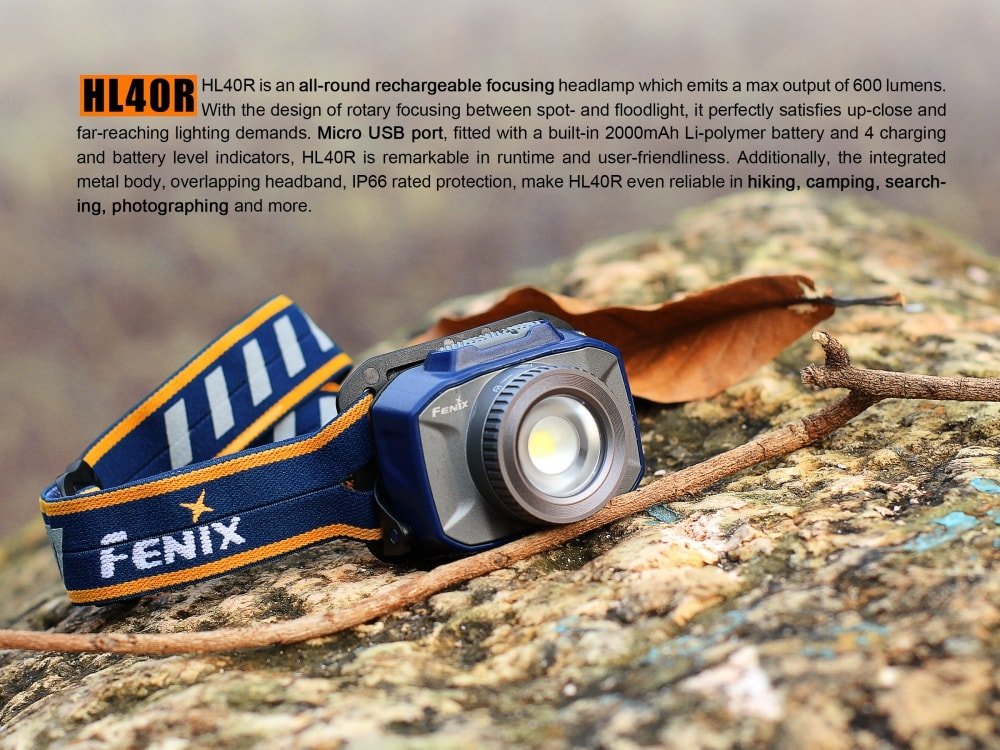 Fenix HL40R Focusable USB Rechargeable LED Headlamp - Energize Trek