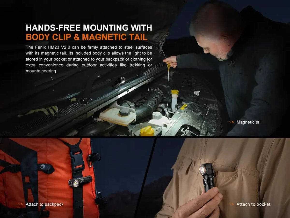 Fenix HM23 V2.0 Lightweight Detachable AA Headlamp - Energize Trek