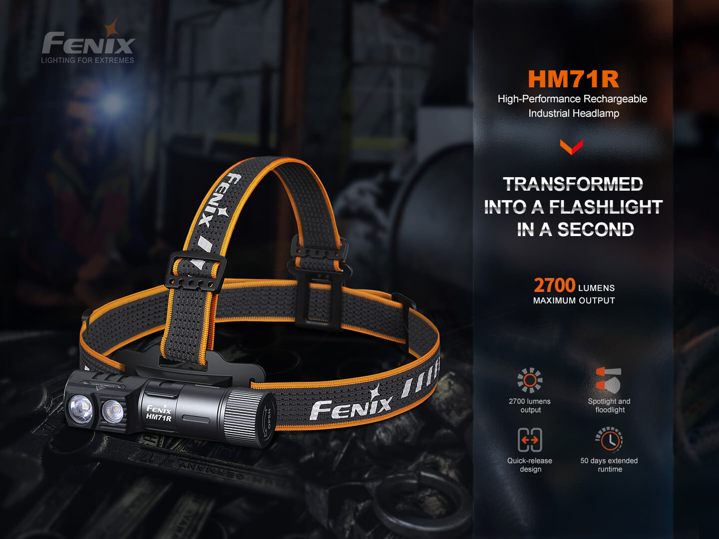 Fenix HM71R Rechargeable Industrial LED Headlamp - Energize Trek