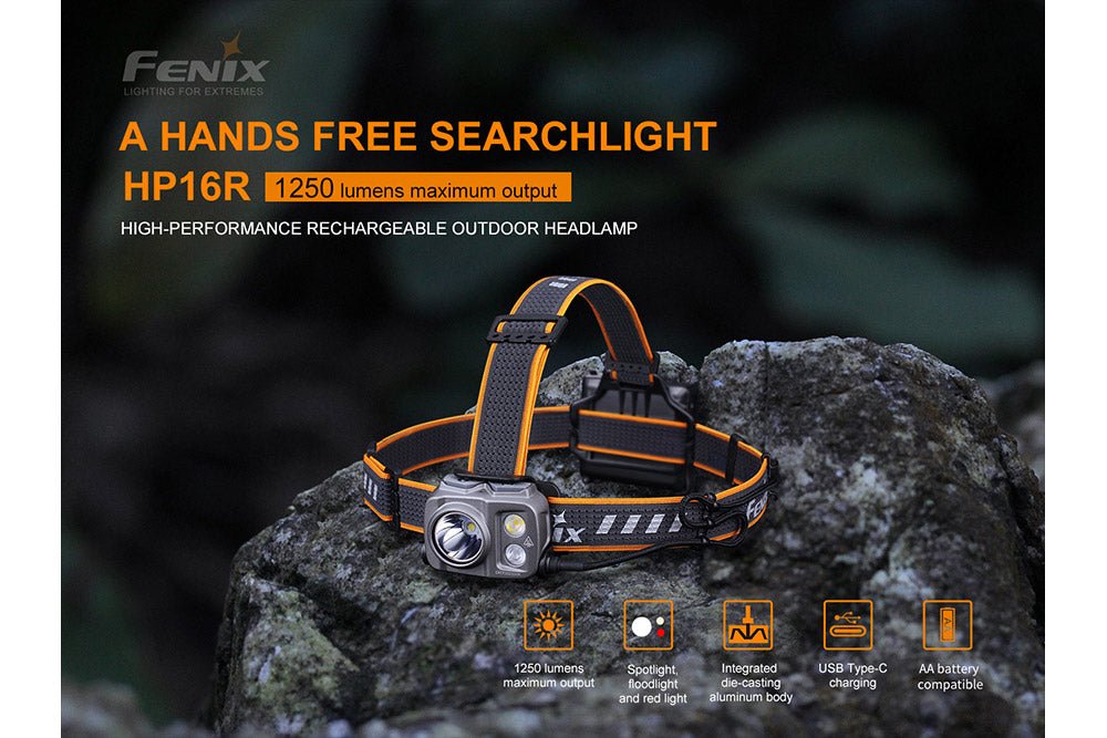 Fenix HP16R Rechargeable Headlamp - 1250 Lumens - Energize Trek
