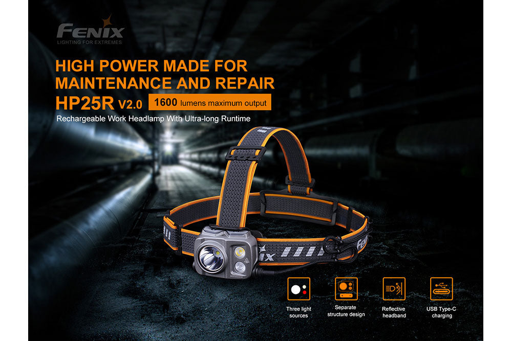 Fenix HP25R V2.0 Headlamp - 1600 Lumens - Energize Trek