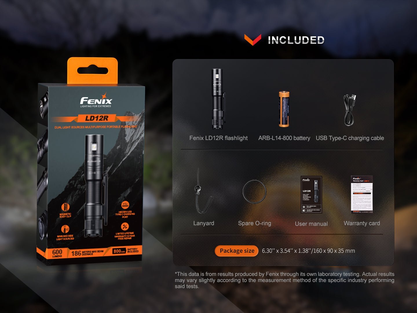 Fenix LD12R Dual Light Flashlight - 600 Lumens - Energize Trek