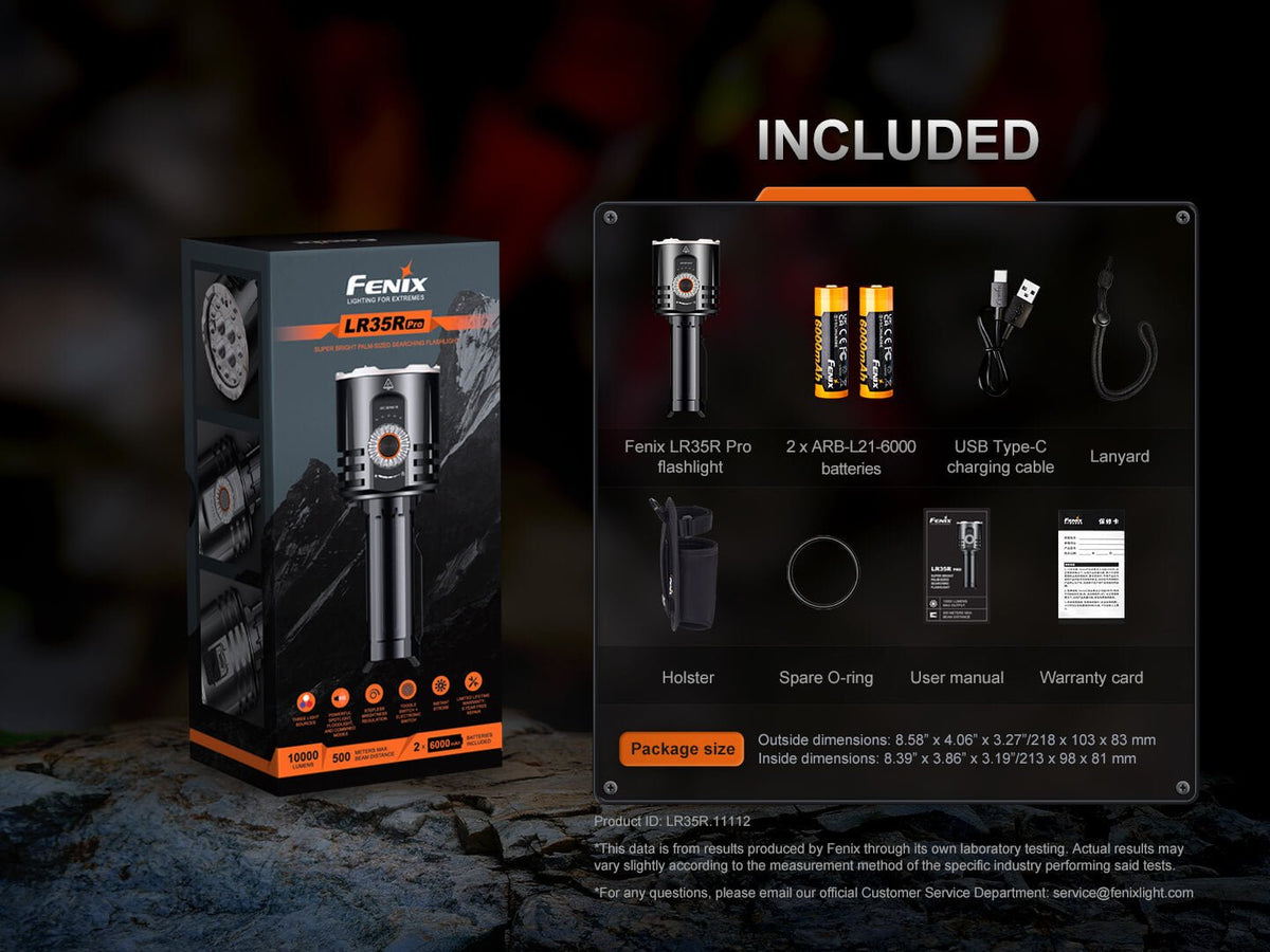 Fenix LR35R PRO Rechargeable Palm-Sized Searchlight - Energize Trek