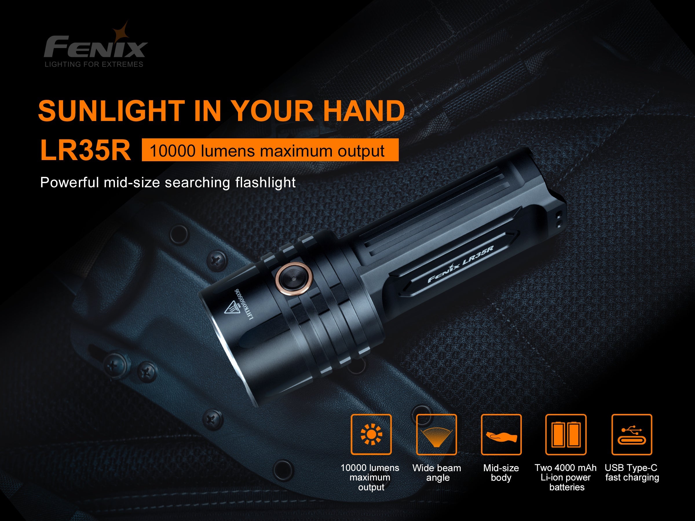 Fenix LR35R Rechargeable LED Flashlight - 10,000 Lumens - Energize Trek