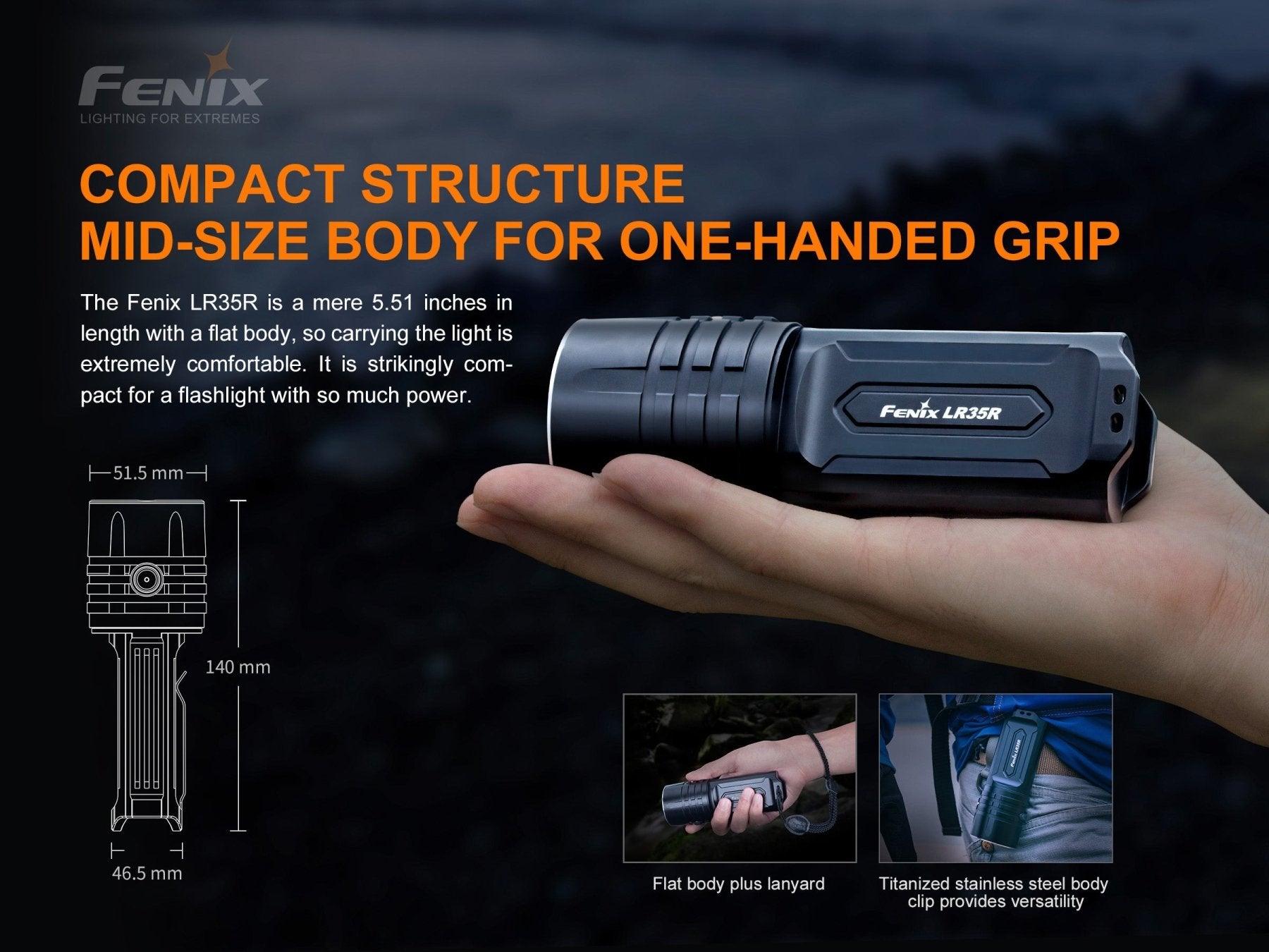 Fenix LR35R Rechargeable LED Flashlight - 10,000 Lumens - Energize Trek