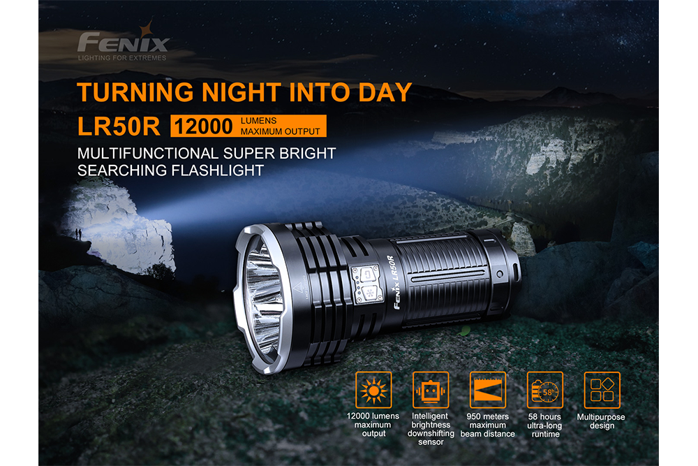 Fenix LR50R Multifunctional LED Search Light - 12000 Lumens - Energize Trek