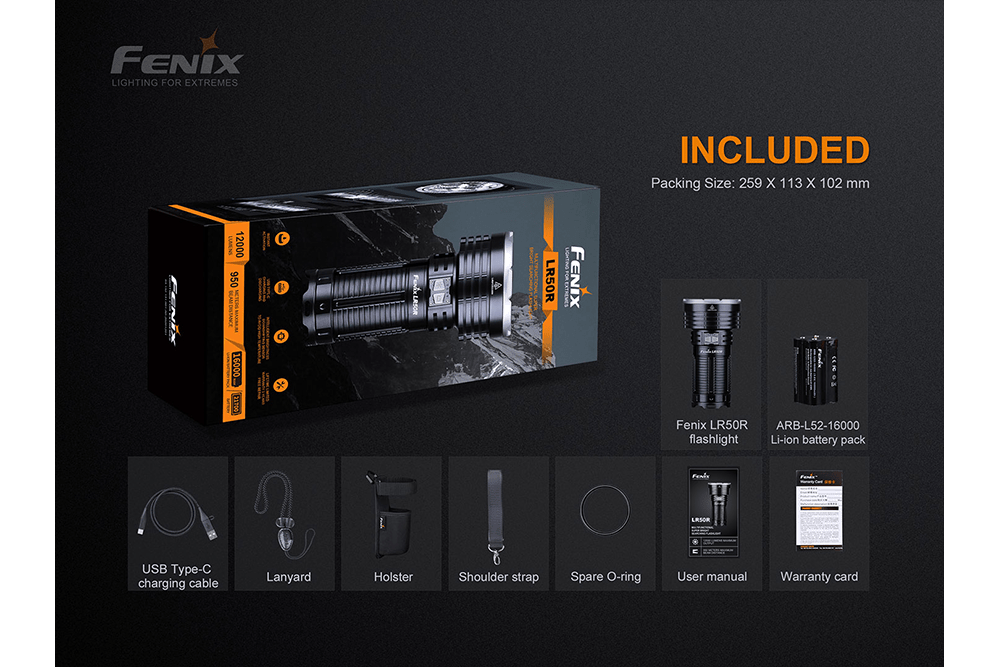 Fenix LR50R Multifunctional LED Search Light - 12000 Lumens - Energize Trek