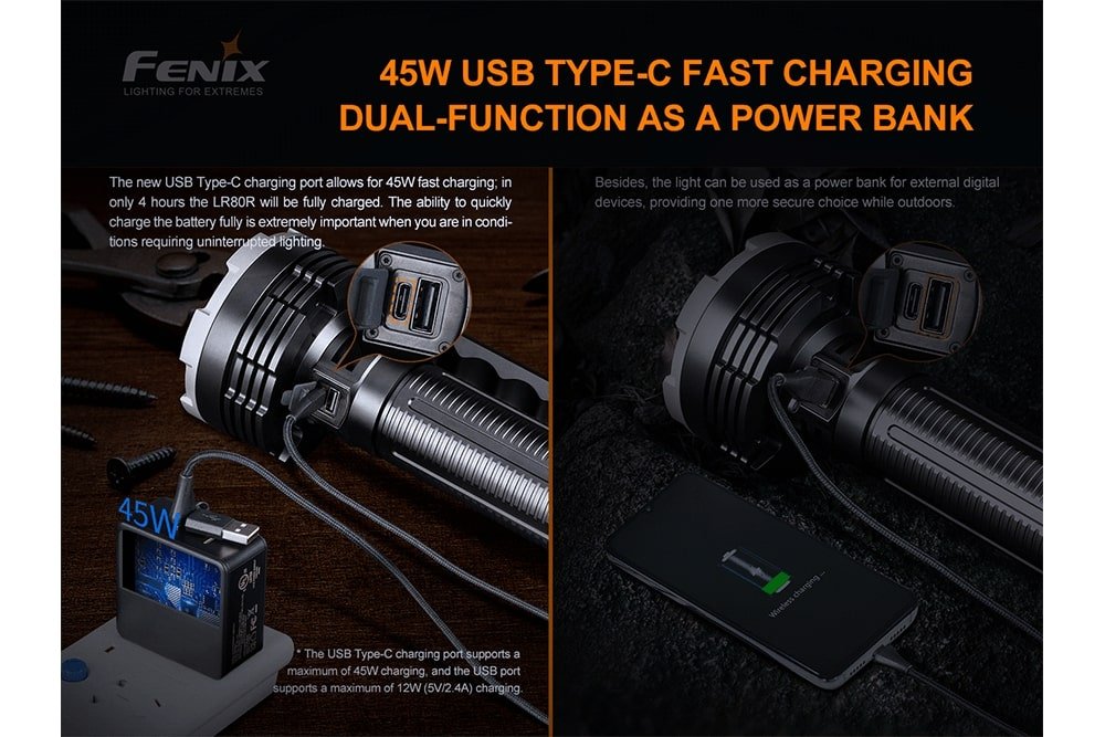 Fenix LR80R Rechargeable LED Searchlight - 18000 Lumens - Energize Trek