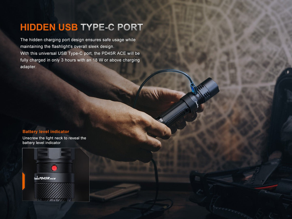 Fenix PD45R ACE Multi-Mode Tactical Flashlight - Energize Trek