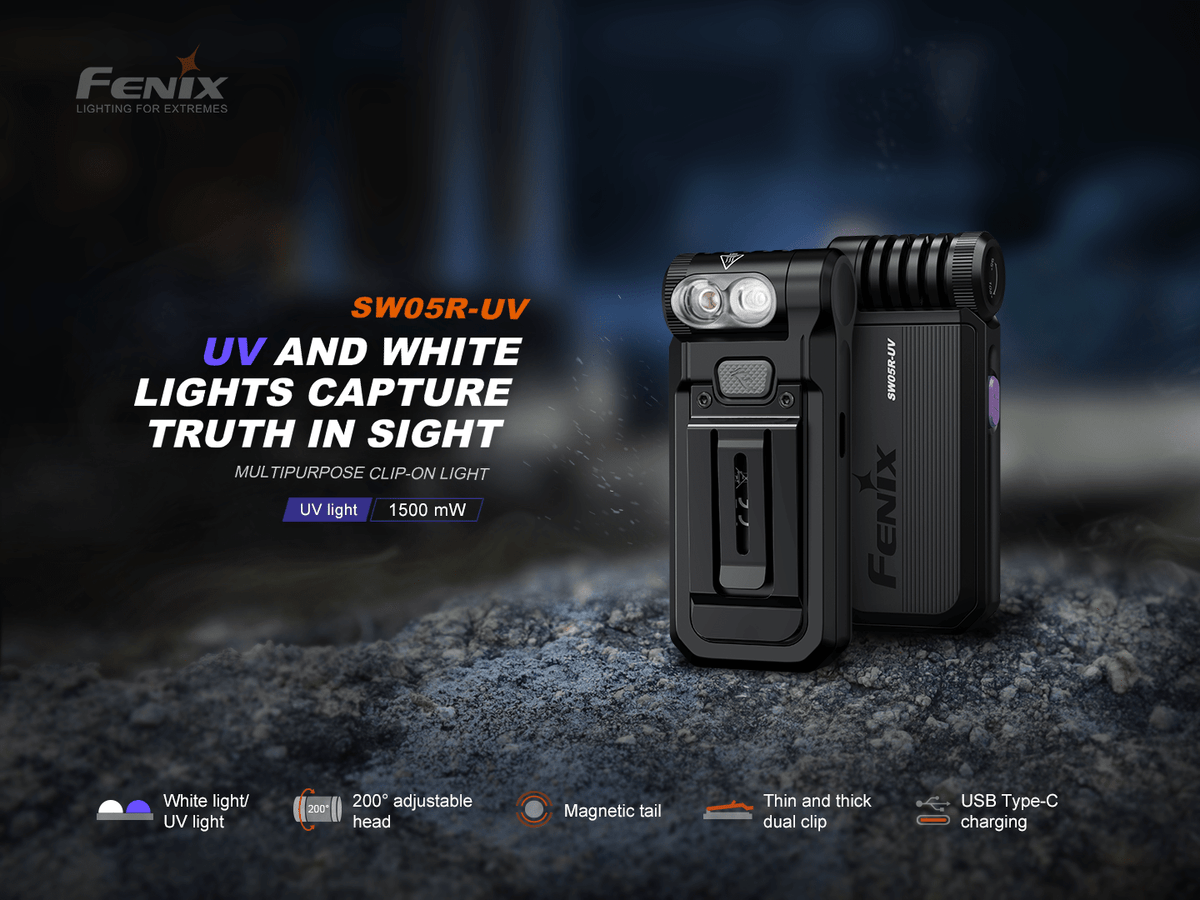 Fenix SW05R Multipurpose Clip-On Light with Red or UV Output - Energize Trek