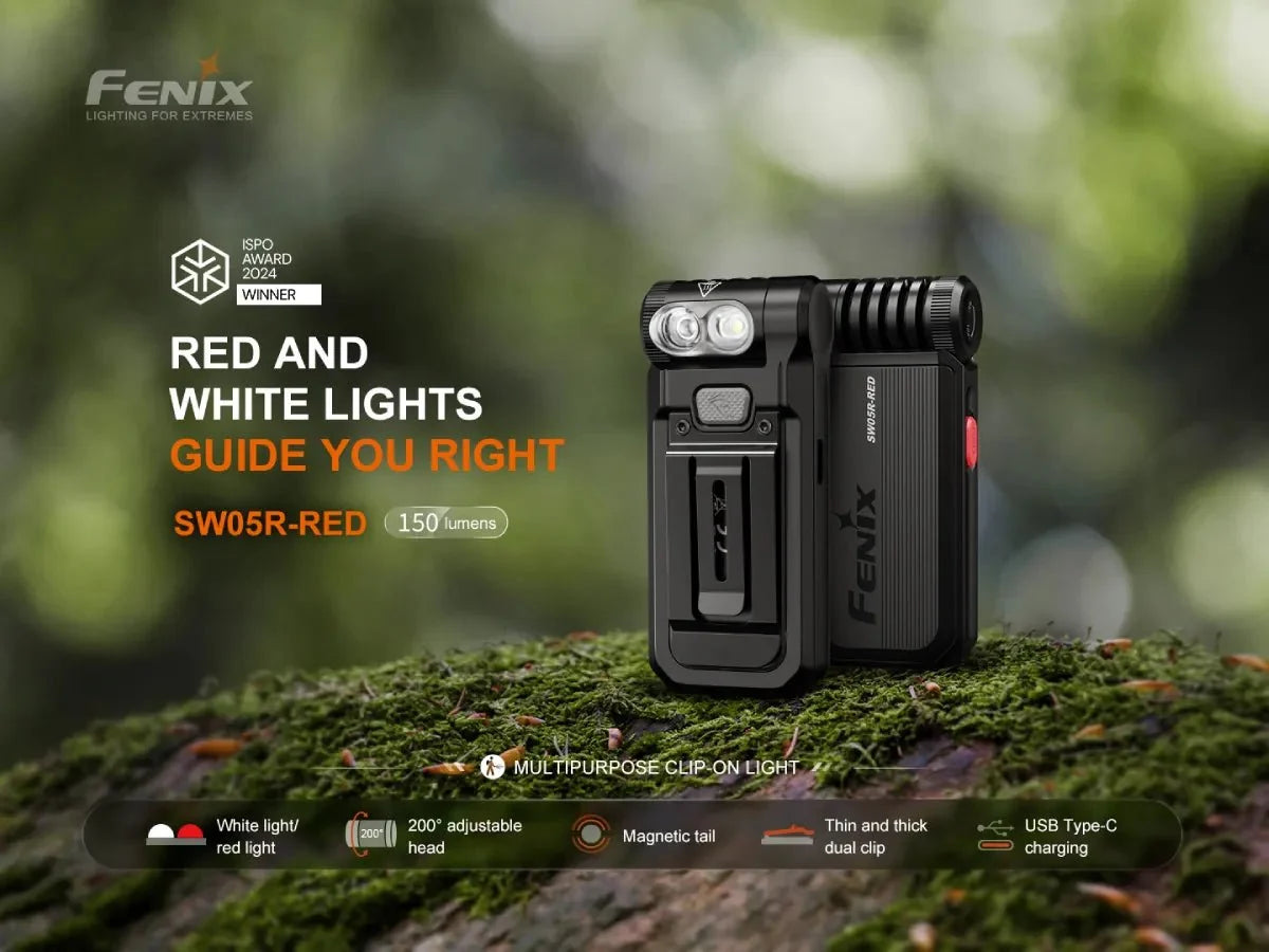 Fenix SW05R Multipurpose Clip-On Light with Red or UV Output - Energize Trek