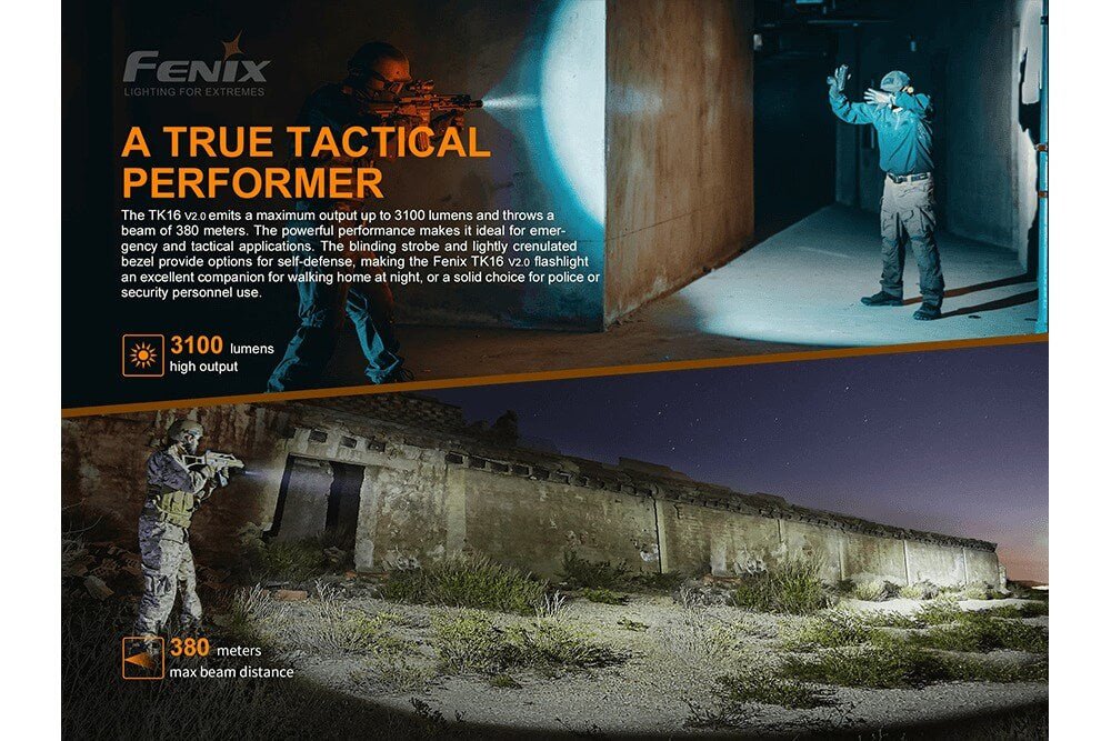 Fenix TK16 V2.0 Tactical Flashlight - 3100 Lumens - Energize Trek