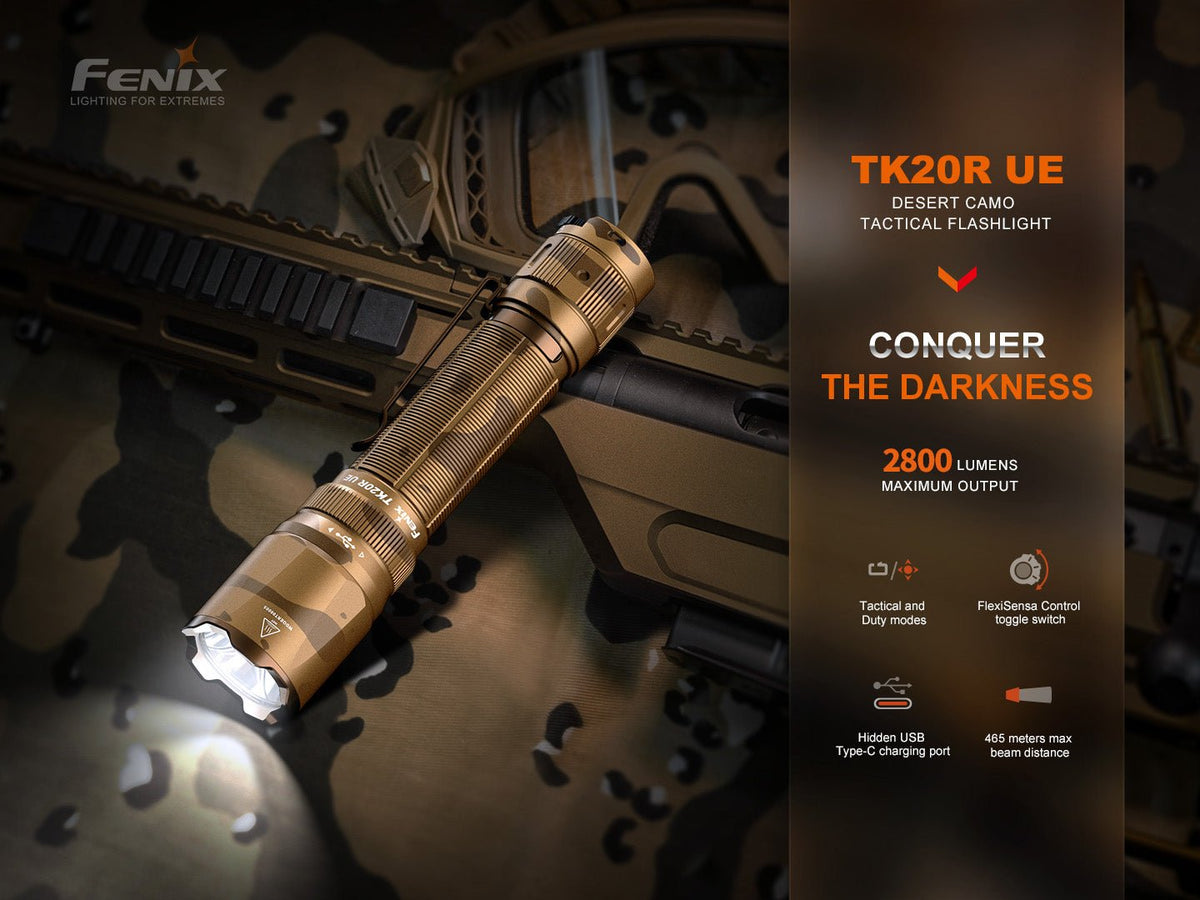 Fenix TK20R UE Tactical LED Flashlight - 2800 Lumens - Energize Trek