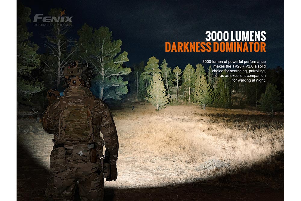 Fenix TK20R V2.0 Rechargeable Flashlight | 3000 lumens - Energize Trek