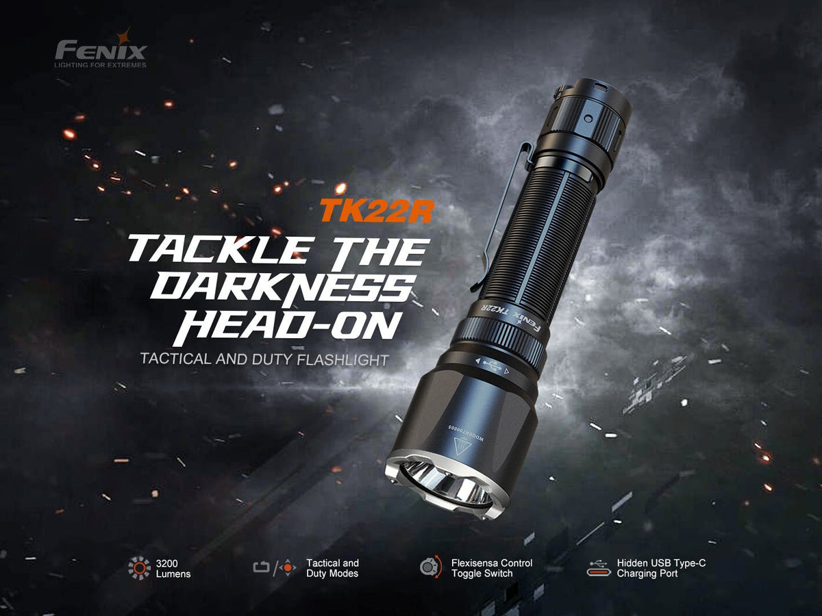 Fenix TK22R Rechargeable Tactical & Duty Flashlight - Energize Trek