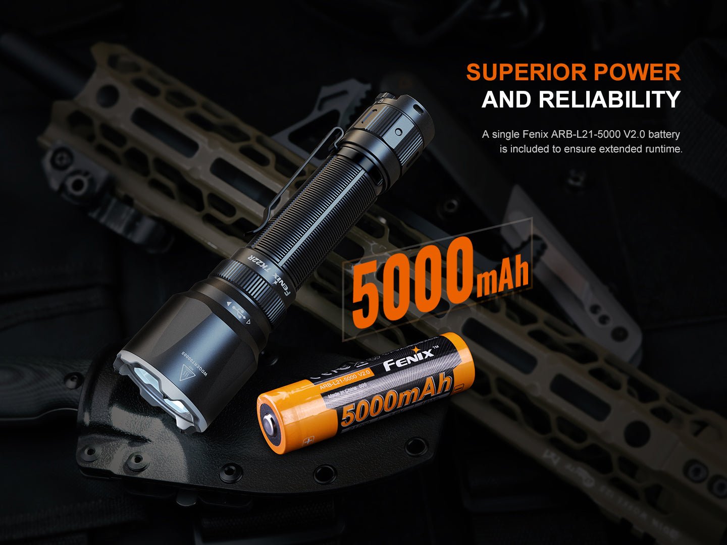 Fenix TK22R Rechargeable Tactical & Duty Flashlight - Energize Trek