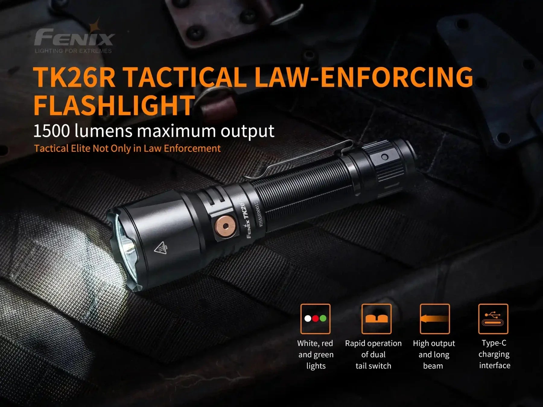 Fenix TK26R Tactical LED Flashlight - 1500 Lumens - Energize Trek