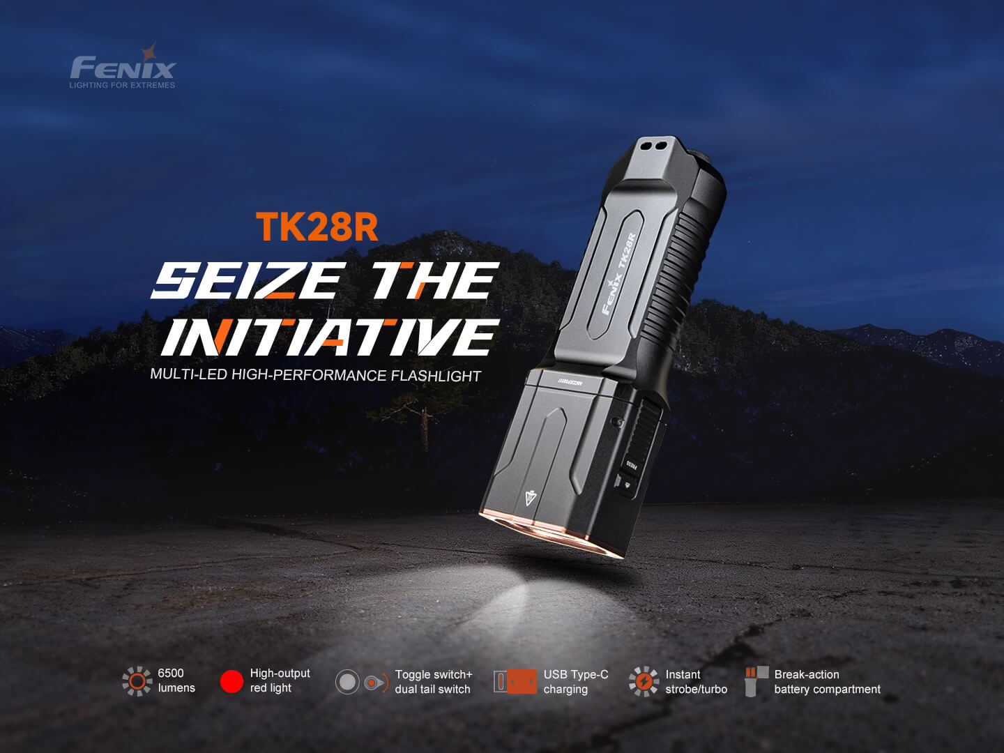 Fenix TK28R Multi-LED High-Performance Flashlight - 6500 Lumens - Energize Trek