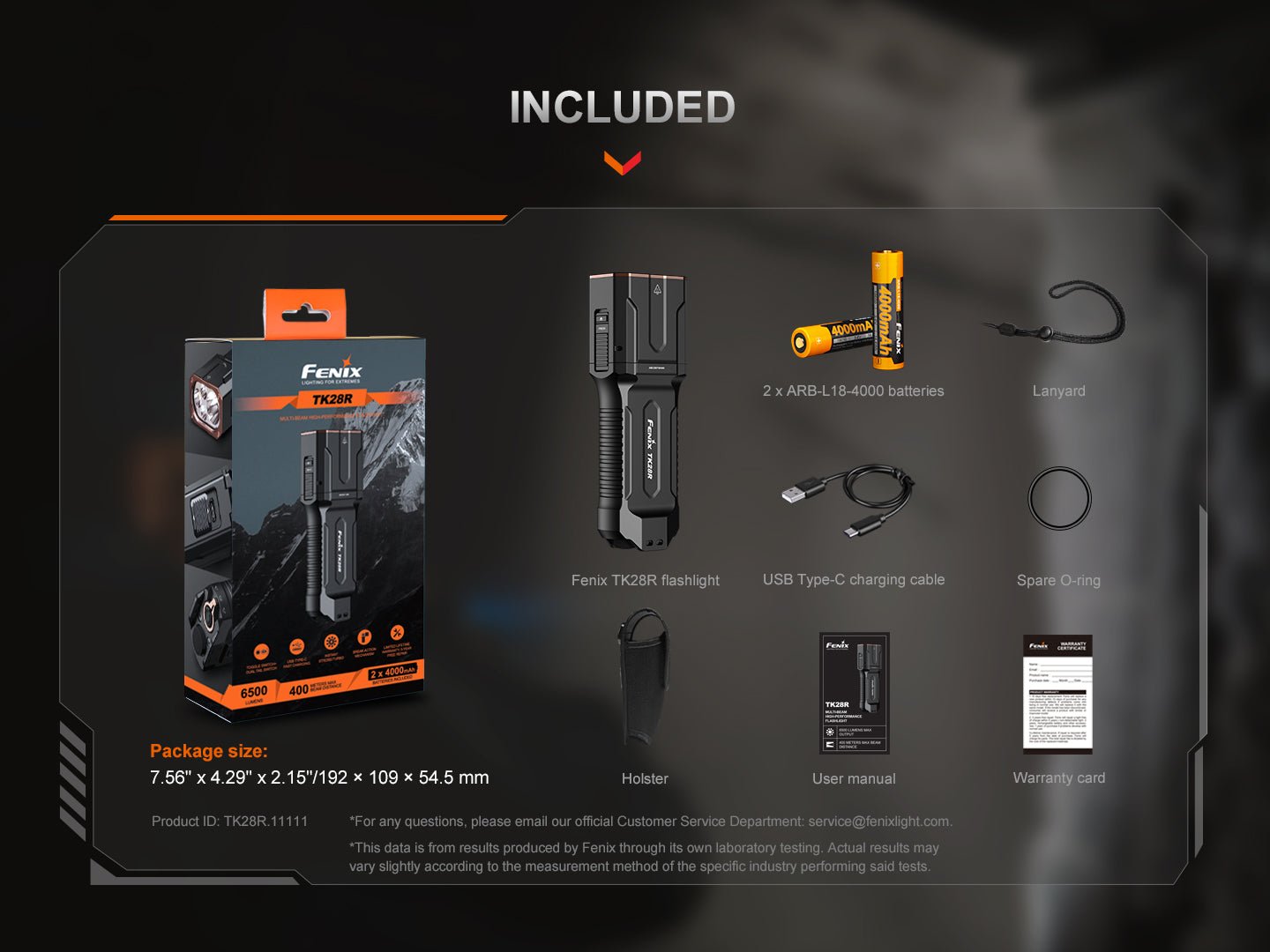 Fenix TK28R Multi-LED High-Performance Flashlight - 6500 Lumens - Energize Trek