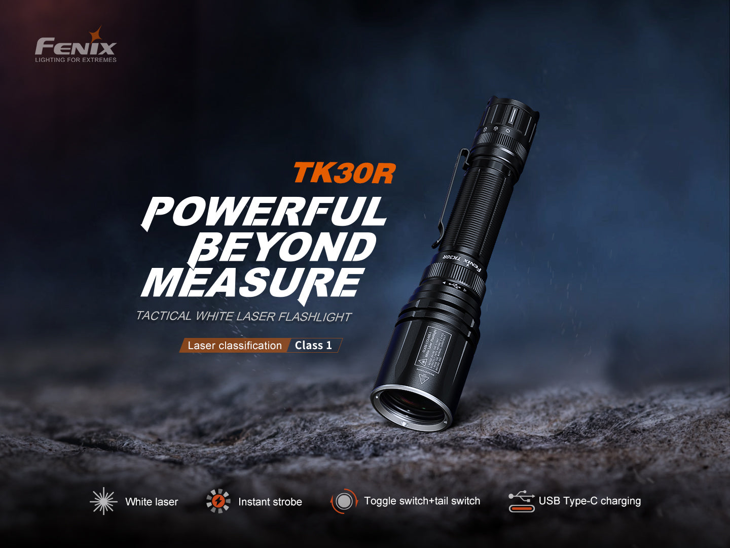 Fenix TK30R Tactical White Laser Rechargeable Flashlight - Energize Trek